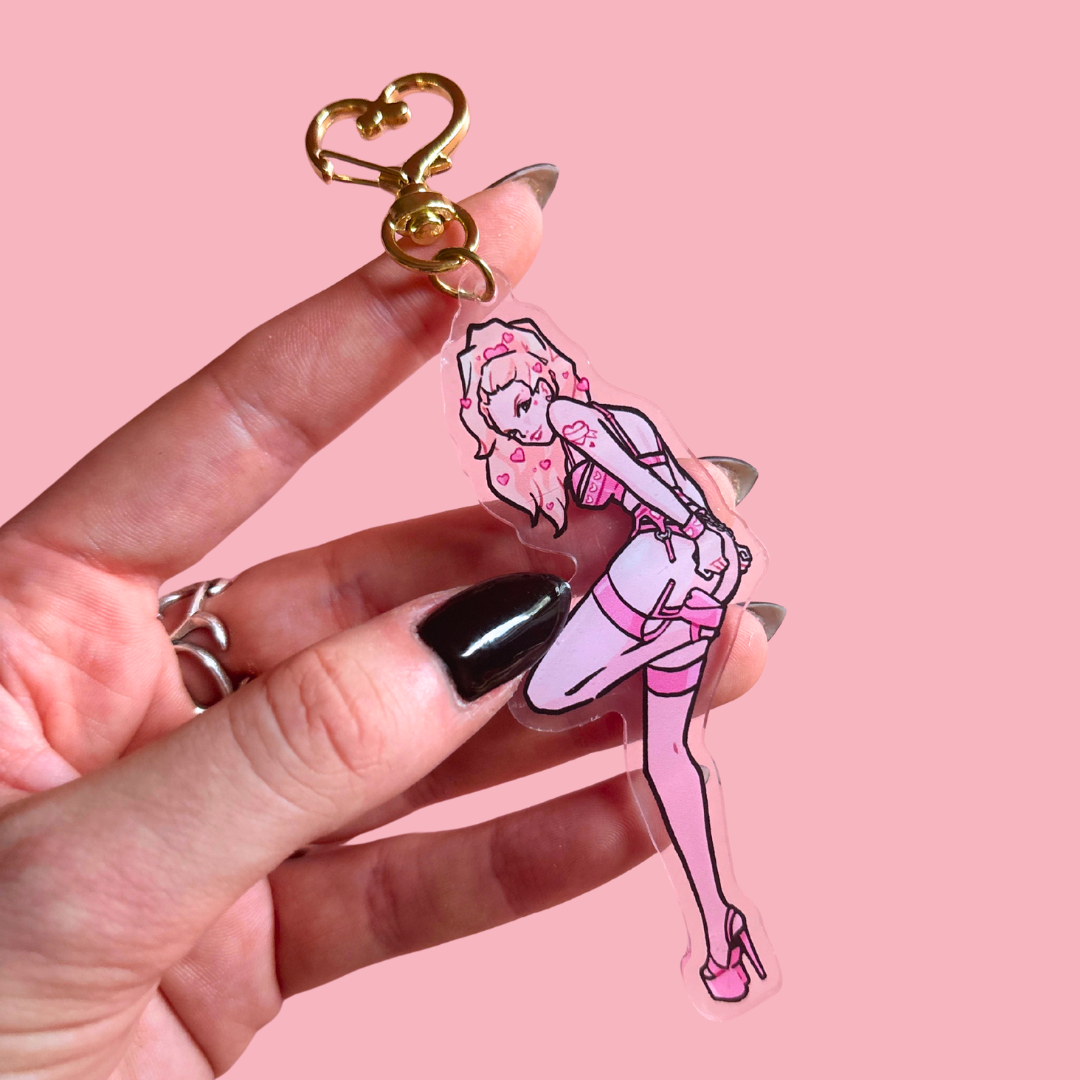 Pink Rose Keyring