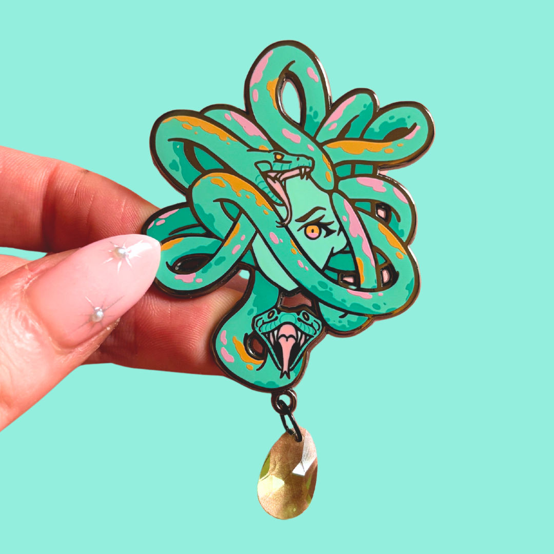 Jade Medusa Jewel Enamel Pin