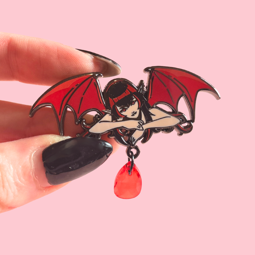 Crimson Vampire Jewel Enamel Pin