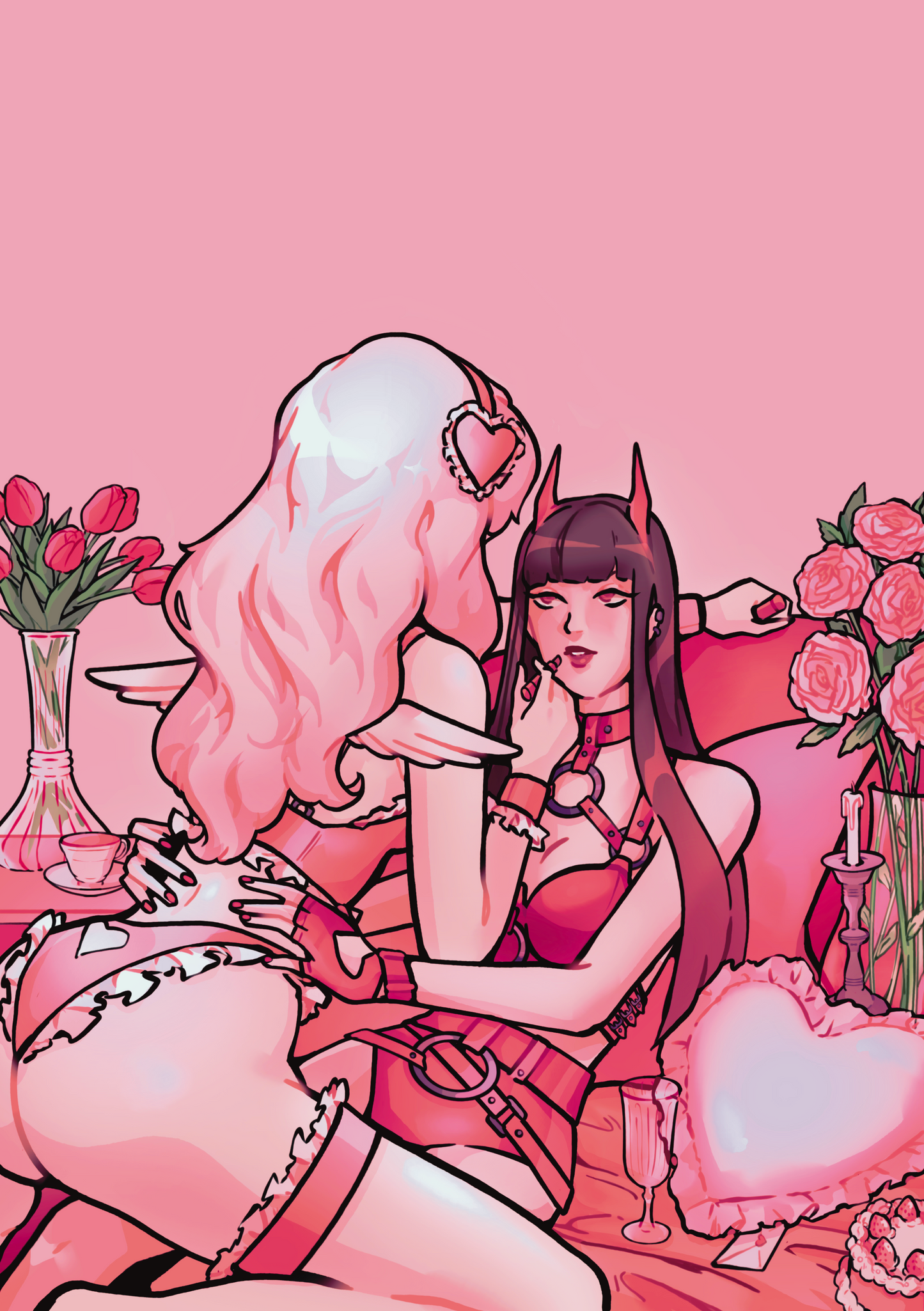 Pink Girlfriends A5 Print
